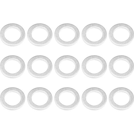 Rondelles De Joint De Vidange D'Huile 15 Pcs Aluminium, Argenté, 12x18x1.5mm, Joint D'Étanchéité De Bouchon De Vidange D'Huile, Remplacement De Filtre À Huile (1/5)