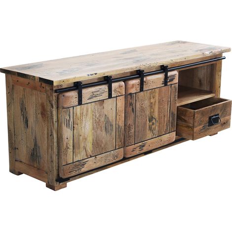 BEILY - porta tv legno di mango con 2 ante scorrevoli (1/4)