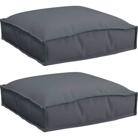 Deux coussins, gris anthracite, 40 x 40 x 8 cm, tissu Oxford. (1/5)