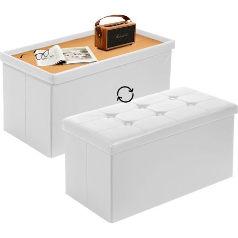 Todeco – Banc de rangement pliable en similicuir – Espace de stockage 80L – Dimensions L76 x W38 x H38 cm – Housse réversible pour assise/table (1/5)