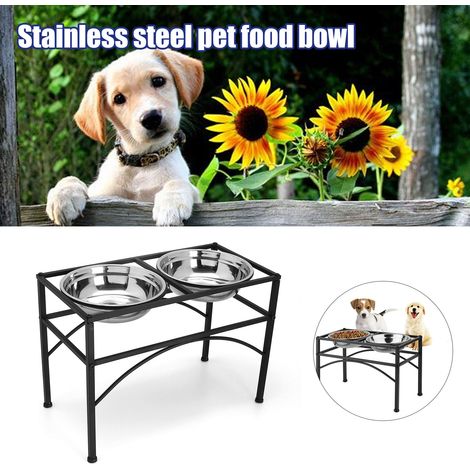 Trintion Pet Feeder Dog Bowl Double Raised Dog Bowls Elevated Pet Feeder Dishes With Two Stainless Steel Bowls - Non-Spill Water And Food Feeding Bowls Stainless Steel For Pet Dogs M (1/5)