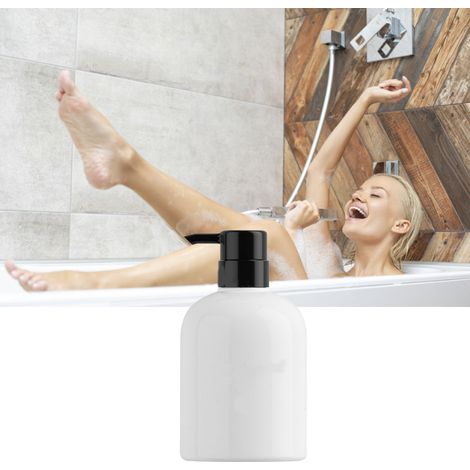 Flacon minimaliste grande capacité (500 ml) pour lotion, shampoing, gel douche, savon pour les mains, distributeur à pompe, noir.
