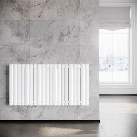 SONNI Radiador de Vertical Ovalado Blanco Radiador Centro Conexión Doble Capa 600x1183mm