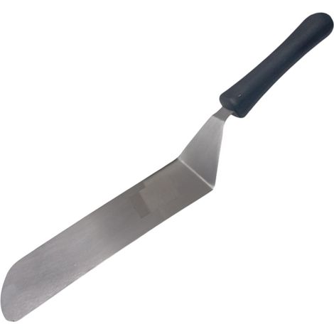 Spatola Professionale per Hamburger e Carne in Acciaio Inox Piegata 26 cm Lama Flessibile Spessore 1.2 mm Manico Ergonomico Gommato Antiscivolo Ideale per Piastra e Barbecue Made in Italy