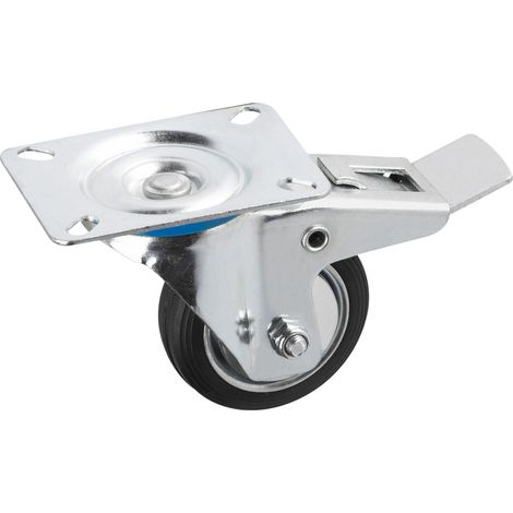 Metafranc Lenkrolle Ø 160 mm - Feststeller - 135 x 105 mm Platte - Vollgummi-Rad - Weiche Lauffläche - Rollenlager