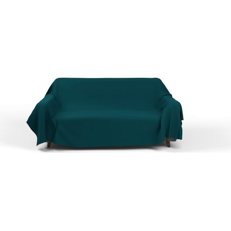 Telo Copridivano Tinta Unita Max Color - Telo Arredo Divano Made in Italy - Telo Copritutto 100% Cotone, Verde Petrolio, 2 Posti (1/4)