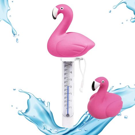 APEX Thermometre Piscine, 1 Thermomètre Flottante thème avec ficelle – Résistent aux chocs et à l’eau  (Flamant) (1/5)