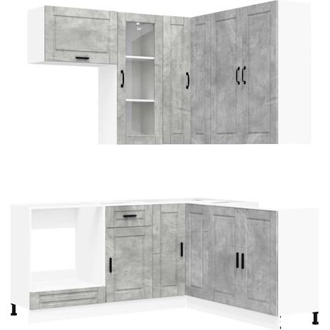 Kitchen Unit PORTO 8 pcs Concrete Grey Engineered Wood vidaXL (1/5)