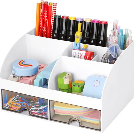 Organiseur de bureau avec tiroirs pour bureau/table/comptoir, accessoires de bureau, organiseur de fournitures de bureau, (blanc) (1/5)
