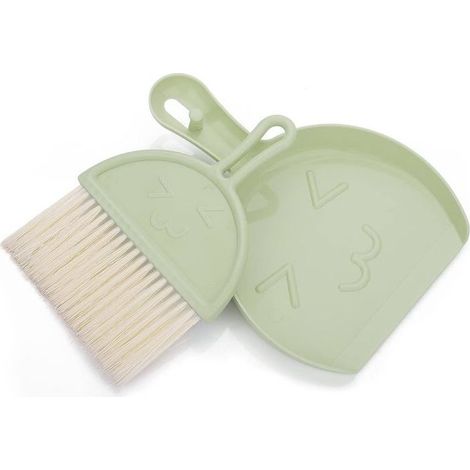 Ensemble mini pelle et balayette, ensemble de brosse portable pour dessus de table, outils de nettoyage avec poils doux (vert) (1/5)