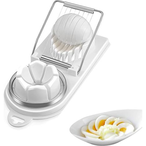 SHINING HOUSE Eierschneider aus Edelstahl, professioneller Eierkocher, Eierschneider, Eierkocher, Eierschneider aus Blech, Eierkocher, geeignet für Eier, Kiwi, Erdbeere, weiche Lebensmittel (weiß) (1/5)