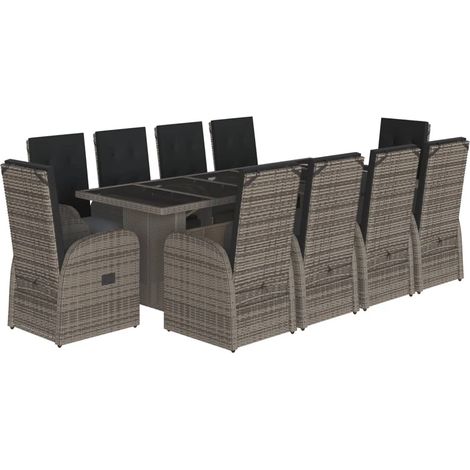 Maison Exclusive - Set de comedor de jardín 11 pzas y cojines rat (1/5)