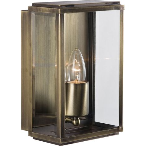 Searchlight Box - Applique da esterno a 1 luce in ottone antico, IP44, E27 (1/5)