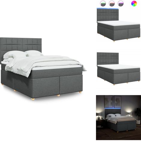 Sommier à lattes de lit avec matelas Gris foncé 140x190cm Tissu - Sommier À Lattes De Lit - Sommiers À Lattes De Lit - Lit - Meuble De Chambre À Coucher (1/5)