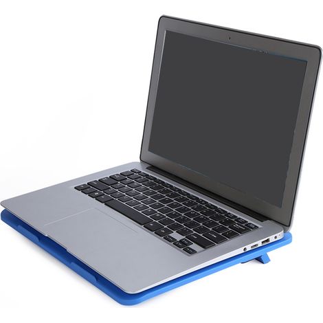 Support de refroidissement pour ordinateur portable avec grand ventilateur et port USB, compatible avec les ordinateurs portables de 14 pouces et moins (bleu). (1/5)