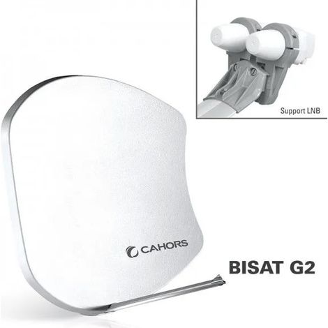 Antenne Multisatellite Cahors SMC Bisat + 2 LNB - 2 sorties, Gain 37,5 dB, Bandes de fréquence 10,7 - 12,75 GHz