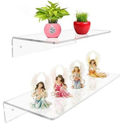 Lot de 2 étagères flottantes murales en acrylique de 30 cm (12 pouces) avec rangement pour livres (1/4)