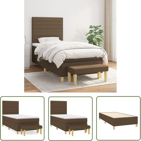The Living Store Boxspringbett mit Matratze Dunkelbraun 100x200 cm Stoff - Boxspringbett - Doppelbett - Bettenrahmen - Lattenrost - Matratze (1/5)