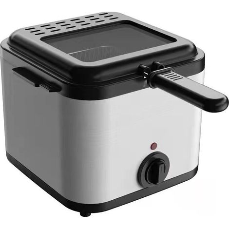 Friteuse Électrique 2,5 L Métal Compacte 23x21x19 cm Commande Mécanique Chauffage Rapide Arrêt Automatique Panier Hublot Frites Poulet Frit Cuisine Maison 111-240 V (1/5)