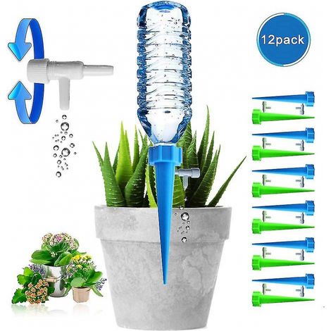 BEBUSINGOTO Paquete de 12 estacas de riego automático para plantas de jardín de interior y exterior (1/5)