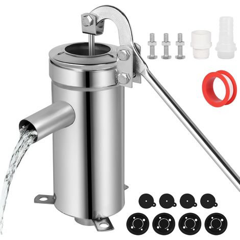 Pompe à eau manuelle en acier inoxydable, pompe à eau manuelle pour jardin jusqu'à 10 m de profondeur, pour maisons, jardins, cours, étangs (1/5)