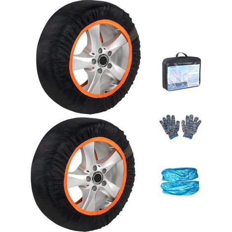 Lot de 2 paires de chaussettes à neige universelles antidérapantes pour pneus de voiture, SUV et camions (1/4)