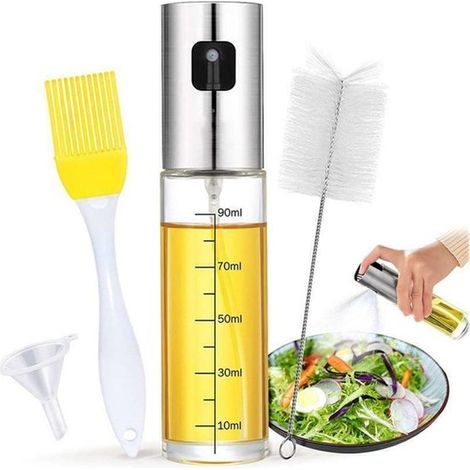 Vaporisateur d'huile de cuisson - Vaporisateur d'huile d'olive pour la cuisine - Accessoire pour barbecue - Modèle à pression - Gradué - 100 ml (1/5)