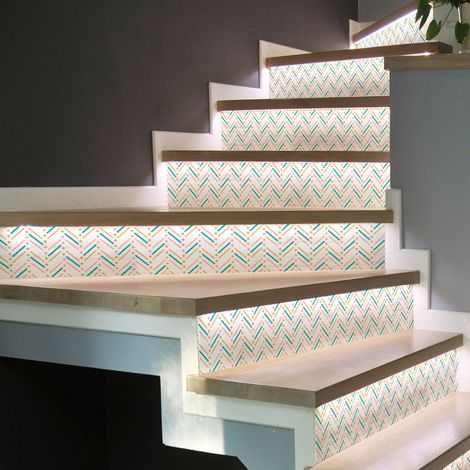 Stickers adhésifs escalier carrelages contremarche - JENSON - 2 bandes de 15x105cm (1/3)
