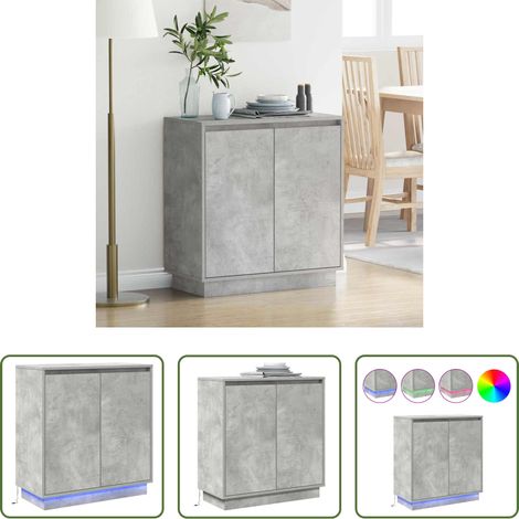 vidaXL Holzwerkstoff - LED-Sideboard Beton Grau 71 x 34,5 x 75 cm Holzwerkstoff (1/5)