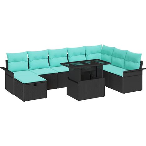 Set Divano da Giardino 9 pz Nero polyrattan vidaXL (1/5)