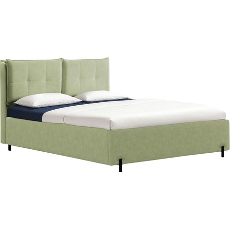 Selsey Belleo – Polsterbett 160x200 mit klappbaren Rückenkissen, wasserfester Chenille und Stauraum, Olivgrün