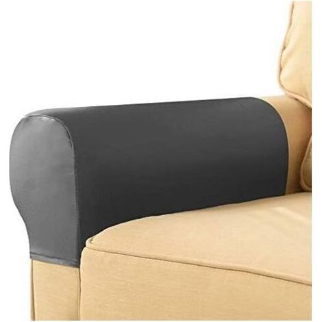 Lot de 2 housses d'accoudoirs extensibles en cuir PU imperméable pour chaises et canapés, housse de fauteuil pour canapé inclinable, antidérapantes, lavables, protection d'accoudoirs (gris) (1/3)