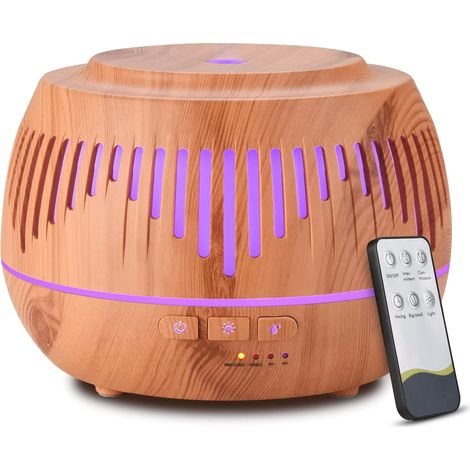 Difusor de aceites esenciales de 500 ml, humidificador ultrasónico de aromaterapia con aroma para el hogar, la oficina, el dormitorio, apagado automático, 7 luces de colores (1/5)