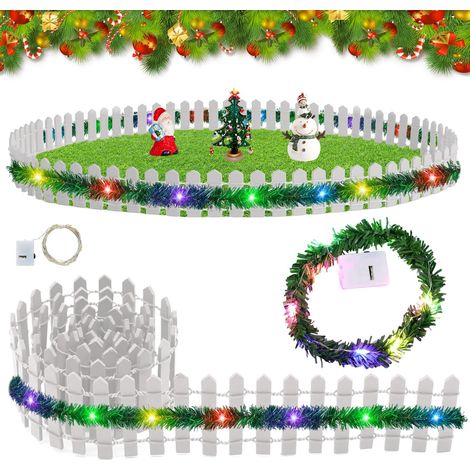 Accessoires de lutin de Noël - Lot de 3 clôtures décoratives miniatures - 5 x 90 cm - Mini clôture pour bricolage - Accessoires de porte de lutin miniature - Accessoires de maison de poupée - Fée - (1/5)