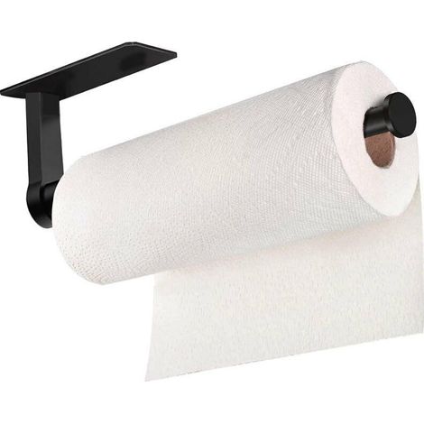royaluxe - Porte Papier Toilette, Derouleur Papier Toilette WC avec Etagère, en Acier Inoxydable , pour Cuisine et Salle de Bain, Noir (1/4)