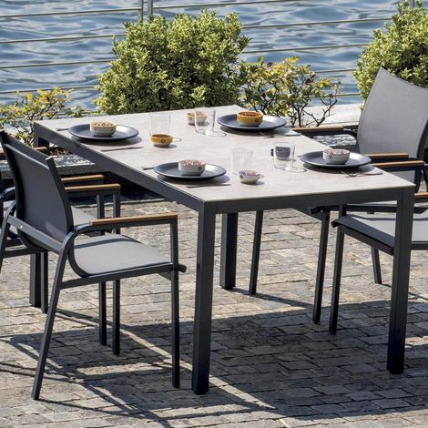 Garten-Set mit Glastisch und 4 Stühlen Tarquinia - Anthrazit (1/5)