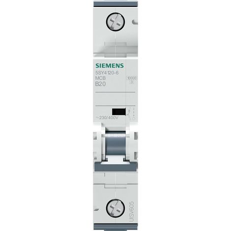 Siemens Interruptor automático 230/400V 10kA, 1 polo, B, 20A, T=70mm, 5SY41206