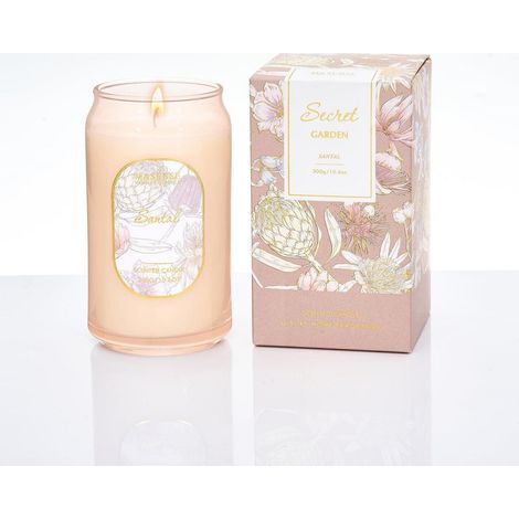 Bougie parfumée Santal en verre, bougie soja, 60h de combustion, cadeau pour Elle & Lui