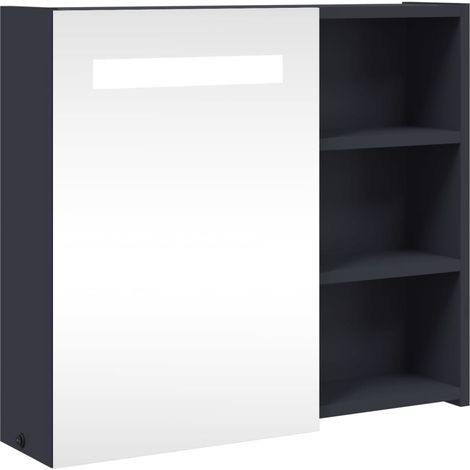Bathroom Mirror Cabinet with LED Light Grey 60x13x52 cm vidaXL