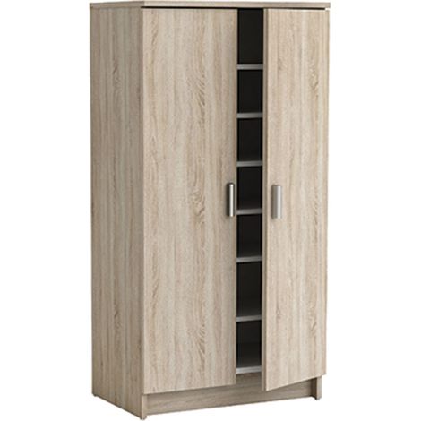 Armoire à chaussures en panneaux de particule, chêne brosse - Dim : 54,6 x 108,4 x 35,3 cm -PEGANE-