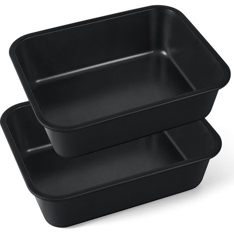 Lot de 2 Plats à gratin, Acier inoxydable, Revêtement antiadhésif, 27x21x8 cm, Cuisson four