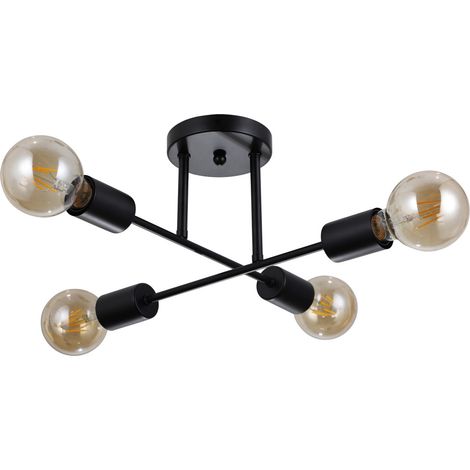 Italux Formio Plafonnier semi-encastré à plusieurs bras, noir mat, 4 x E27 (1/2)