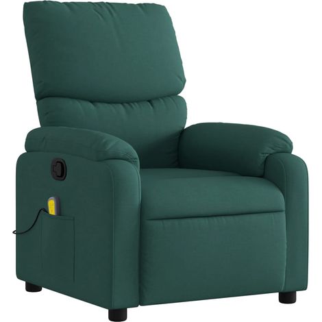Poltrona relax TV funzione massaggio reclinabile 6 punti massaggio in tessuto verde scuro DEC027127