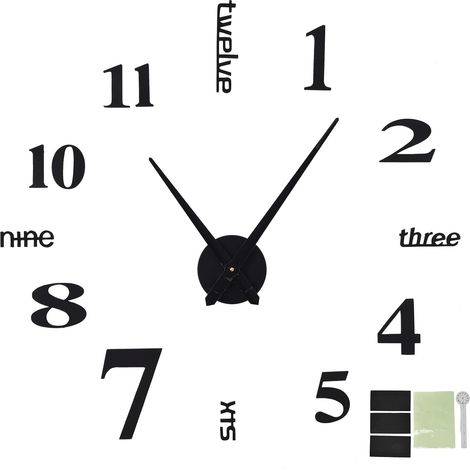 Horloge Murale 3D DIY, Décoration Murale Lumineuse sans Cadre pour Salon, Décoration De Salle De Réunion (1/5)
