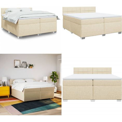 Boxspringbett mit Matratze Creme 200x200 cm Stoff - Boxspringbett - Doppelbett - Cremefarbenes Bett - Bettsystem - Schlafsofa - Home & Living (1/5)