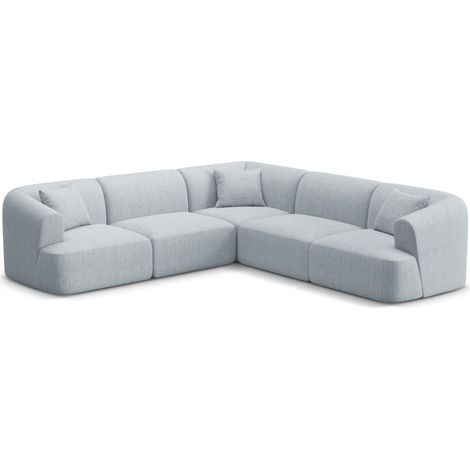 Canapé d'angle symétrique 6 places tissu structurel gris clair (1/5)