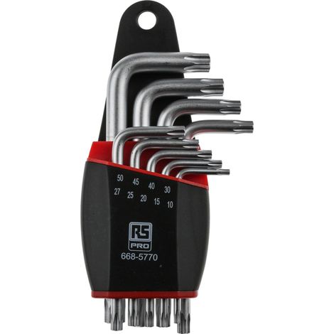 Jeu de clés Torx T10 T15 T20 T25 T27 T30 T40 T45 T50 9 pièces , RS PRO ( Prix pour 1 Jeu ) (1/5)