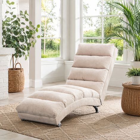 Chaise longue avec vibration douce, poche latérale et soutien du corps entier beige DESVIAE (1/5)