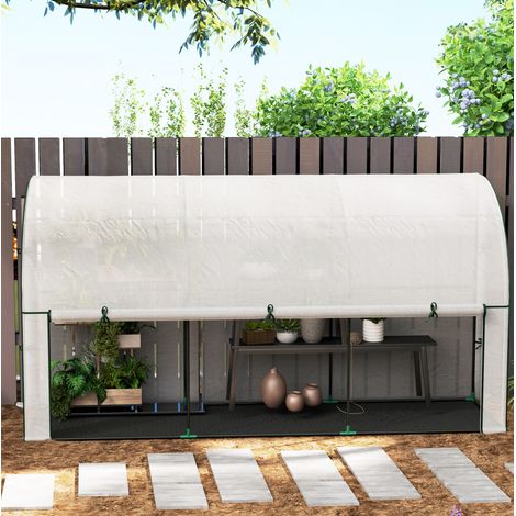 CHICFURN Invernadero túnel 300x80x157 cm de acero blanco con puerta enrollable, anti-UV (1/5)