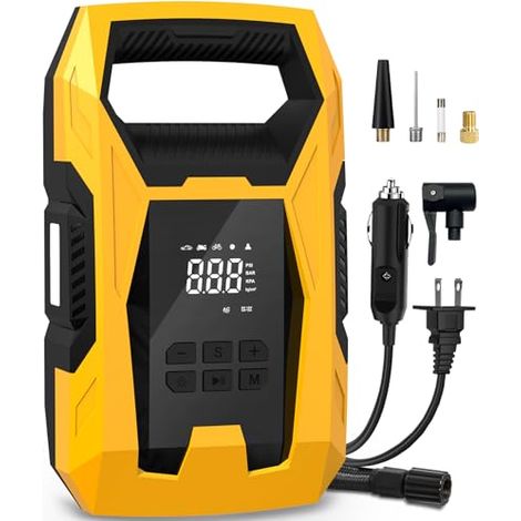 Compresseur À Air Portable - 150 Psi - Alimentation AC 230 V Et DC 12 V - Affichage Numérique LCD - Arrêt Automatique - Pour Pneus Voiture Moto Vélo Et Gonflables - 1 Pièce (1/5)